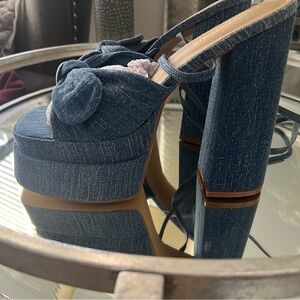 Stylish Blue Denim Platform Heels
